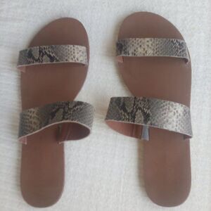 J. Crew Sandals Women's Double Strap Flat Boardwalk Sandals Snakeskin size 9